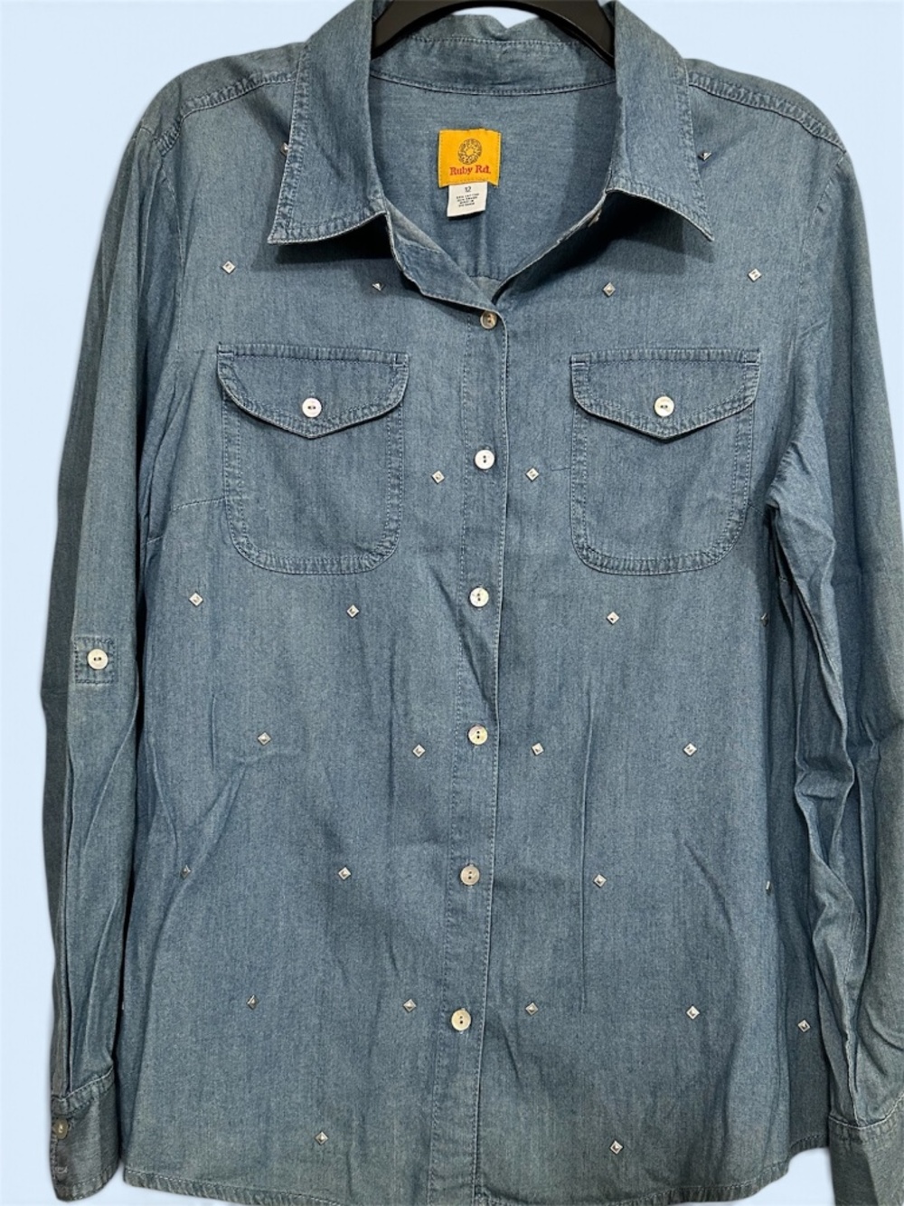 Ruby Rd Button up Shirt Size 12 Blue - Picture 2 of 8